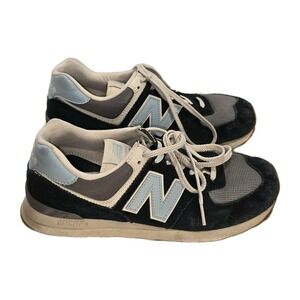 ⭐ New Balance 574 Black Blue Sneakers Women's 9.5 Retro Athletic GUC ⭐
